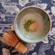 Load image into Gallery viewer, Chasen for whisking a chawan with matcha gaba green tea blended with calming organic reishi powder
