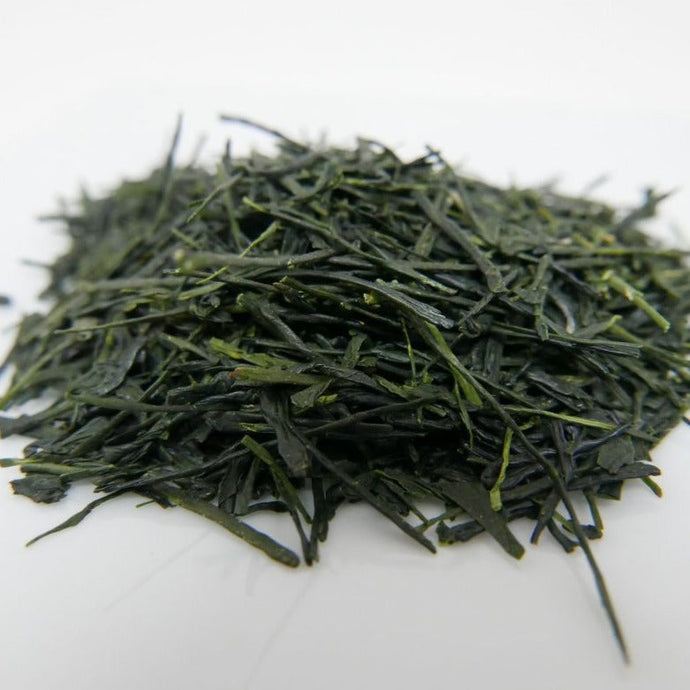 Organic Shincha Sencha green tea made with Asanoka varietal. Beautifully shaped Japanese green tea leaves